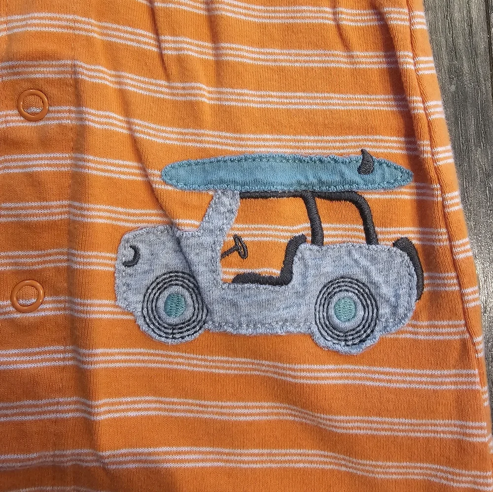 24M Carter's Orange Striped Snap Onesie for Playful‎ Comfort Surfboard Summer